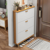 Meuble à chaussures sur mesure avec porte dissimulée, hauteur et largeur personnalisables, en contreplaqué et MDF anti-déformation, pour entrée et couloir