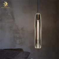 Colgante de Interior de diseño simple decorativo para el hogar moderno, lámpara colgante de cristal de humo de latón Antracita