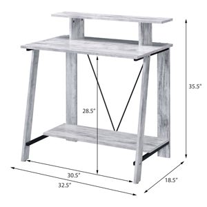 DB meja tulis mewah antik, meja komputer kayu Solid putih dan hitam dengan rak atas untuk penggunaan kantor - Product Image 6