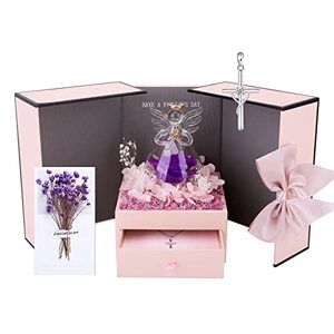 Set de Rosa Preservada con Ángel Religioso, Incluye Collar de Plata de Ley 925 con la Frase '<span class=keywords><strong>Te</strong></span> Amo' <span class=keywords><strong>en</strong></span> 100 <span class=keywords><strong>Idiomas</strong></span> para Mujer, Mamá, Novia - Product Image 6