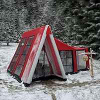 Tente gonflable rouge en forme de A - Résistante au froid, au vent et à l'eau pour le camping hivernal en forêt et sur la neige
