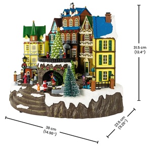 Station de train du Pôle <span class=keywords><strong>Nord</strong></span> animée avec éclairage LED, en résine, avec musique, pour la décoration saisonnière et les cadeaux - Product Image 4