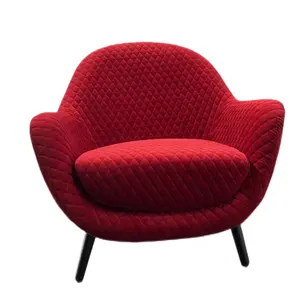 red velvet accent chairs furniture living room modern wooden legs leisure armchair hotel bedroom sitting room lounge chair sofa