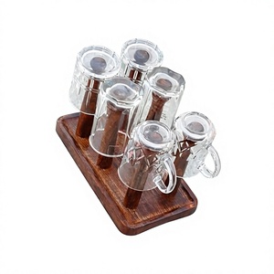 Wooden Glass Holder Stand <b>Kitchen</b> Storage Organiser Glass Holder for Dining Table for <b>Kitchen</b> Decor 6 Glass Hanging/Antique Burn - Product Image 1