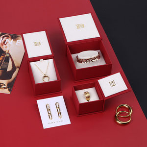 Boyang Custom Logo Printed Red Flip Paper Jewelry <b>Earring</b> Necklace Packaging <b>Box</b> - Product Image 2