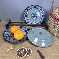Ensemble de bols en céramique chinoise de haute qualité, design bleu classique, vaisselle portable pour les fêtes à domicile, les restaurants, avec des ensembles de fruits