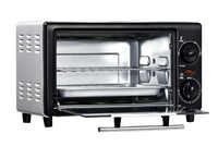 Four grille-pain électrique portable 8L 4 tranches en verre et acier inoxydable avec porte vitrée simple, minuterie mécanique et contrôle de la température pour