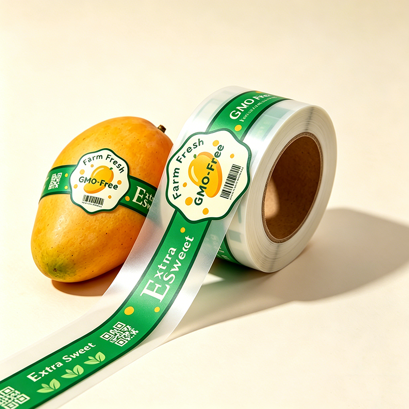 Durable Waterproof PVC Vinyl Thermal Label Stickers Custom Shipping Labels Transparent Adhesive for Fruit and Grocery
