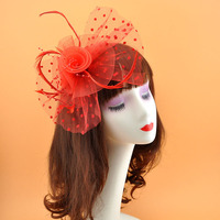 Serre-tête à plumes européen et américain, fleur pour cheveux, voile de mariée, accessoire pour cheveux, pince à cheveux avec nœud - Vente directe usine