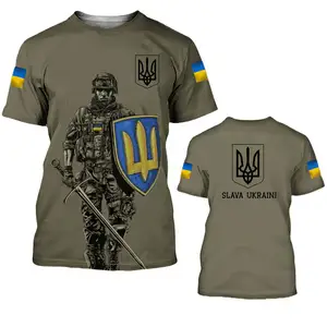 Fitspi ukrayna erkek t-shirt ukrayna bayrağı gömlek 3d baskılı o-boyun boy kısa kollu Jersey erkek giyim Streetwear
