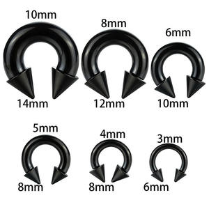 Heißer Verkauf: Schwarzer, großer Edelstahl-Nasenring, Hufeisen-Ohrpiercing, Drainage-Plug, Körperpiercing, trendig und individuell - Product Image 3