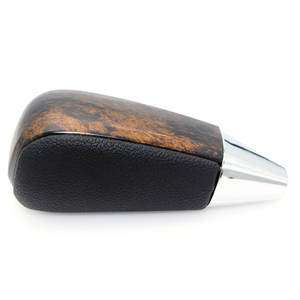 Pommeau de levier de vitesse universel en cuir, grain de bois, base conique noire, ergonomique, pour Toyota Land Cruiser Prado, filetage de 8mm - Product Image 1