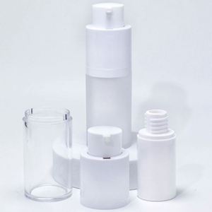 Luxury Cosmetic Plastic PP Airless <b>Pump</b> <b>Bottle</b> 15ml/30ml/50ml White Double Wall Frosted Refillable for Skin Care Serum - Product Image 3