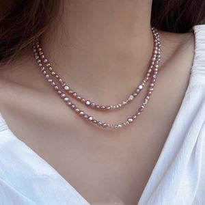 Collar Versátil de Plata de Ley S925 con Diseño de Plata Rota y Perlas de Agua Dulce Naturales de Color Púrpura, un Amor a Primera Vista - Product Image 2