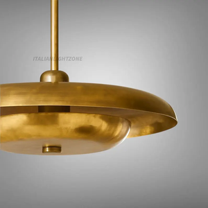 Lampe suspendue élégante de style mid-century modern en laiton, luminaire vintage en forme de dôme, lustre rétro en laiton pour la décoration de l'îlot de cuisine - Product Image 4