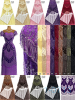 Nouveau Tissu en Dentelle Brodé de Perles et de Paillettes en Gros 2026, Tissu en Dentelle de Perles Nigérianes pour Robes Féminines