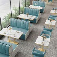 Ensemble de canapés et de tables de restaurant commercial, sièges rembourrés en cuir, tables et chaises pour café, hôtel, salon