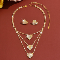 Nouvel ensemble de bijoux fantaisie pour mariage, banquet et soirée, collier et boucles d'oreilles en forme de cœur