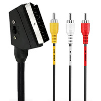 Câble Phono SCART 3-RCA, spécification européenne, connecteur 21 broches, adaptateur audio-vidéo, commutateur de réglage YR-SC-15