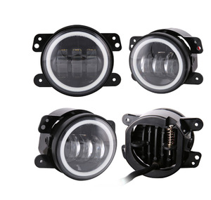 Fari LED H4 da 4 Pollici ad Alta Potenza con Occhi di <span class=keywords><strong>Angelo</strong></span>, Impermeabili IP65, Nuovo Alloggiamento in Alluminio Pressofuso Giallo 6000K Universale - Product Image 3