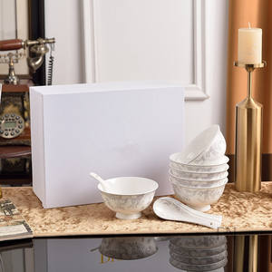 Service de Table Luxe en Porcelaine Fine – Série Jungle – 6 Bols à Riz de 4,5 Pouces et 6 Cuillères pour la Famille - Product Image 3