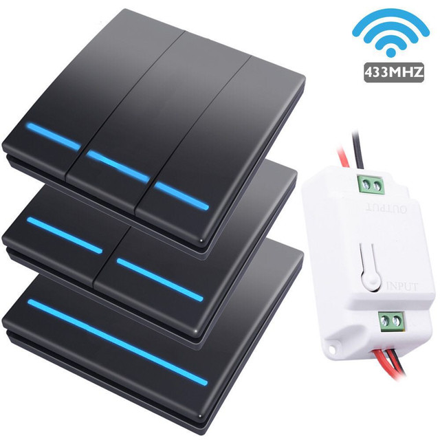 SUMMAO 110V 220V 1/2/3 Gang 433MHz Wireless RF Remote Control Receiver Button Panel Wall Ceiling Lamp Smart Push Light Switch
