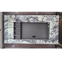 Panneau mural de télévision en marbre bleu Baccarat de style moderne pour les murs de la chambre à coucher, marbre bleu Bulgari abordable
