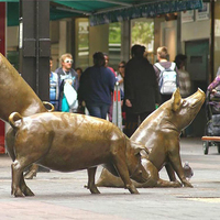Original figurine de cochon en laiton, sculpture de jardin en laiton, cuivre métallique, ménage, Sculpture de bar en bronze