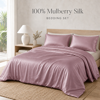 Parure de lit hôtelier multicolore en soie de mûrier 100% avec housse de couette et drap-housse