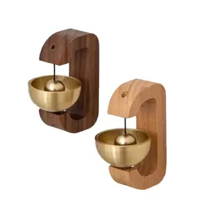 Creative Gifts Fridge Magnet Ornaments Solid Wood Brass Bell Adsorption Doorbell doorbell wood