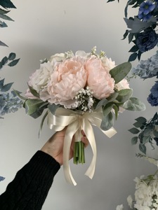 Ramo de <span class=keywords><strong>Novia</strong></span> al por Mayor, Ramo de Mano de Seda Artificial <span class=keywords><strong>Rosa</strong></span> Claro para Novias - Product Image 2