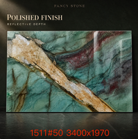 Dalle de pierre en quartzite vert Patagonia FANCY STONE, 1,8 cm, finition polie, pour plans de travail de cuisine, murs de salle de bain et projets de meubles.