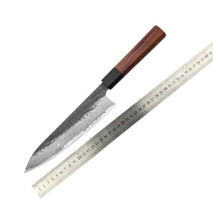 Cuchillo de Chef Clásico Japonés HK CK009 de Acero de Damasco, Ambidiestro, Pulido, Sostenible, Hoja de 9.8cm y 3.0mm de Grosor, Mango de Resina Negra - Product Image 5