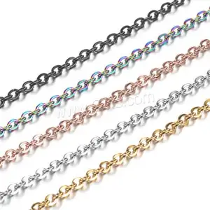 Catena Per collana in acciaio inossidabile di moda Unisex semplice catena a forma di o ovale 2mm venduta Per 17.72 pollici 1469685