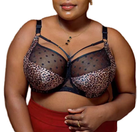 Soutien-Gorge Sexy Grande Taille à Imprimé Léopard Africain avec Détails en Corde, En Stock