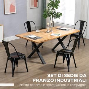 HOMCOM Set of 4 <b>Stackable</b> Kitchen <b>Chairs</b> in Industrial Style in Steel, 45x53x85cm, Black - Product Image 4