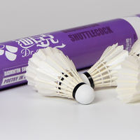 Volants de badminton professionnels hybrides en plumes de canard de classe B, directement de l'usine OEM (sandwich 2 couches de liège) |   Super élastique