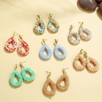 Boucles d'oreilles pendantes en forme de goutte d'eau, en cristal facetté tissé à la main, style bohème, en acier inoxydable, hypoallergéniques, pour elle