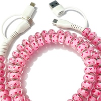 Câble de charge de type C perlé en forme de cœur rose 4 en 1, accessoires électroniques