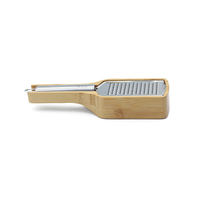 RVS kaasrasp met handgrepen en houten opbergdoos - Keukenrasp, houten rasp, citrusrasp