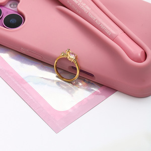 Anillo de circonita en forma de corazón con diseño de estrella para mujer, regalo, joyería, engaste de púas, tono dorado - Product Image 4