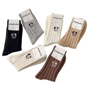 Women's Slouch Socks Mid-Calf Solid Color Animal Pattern Warm Thermo Autumn Winter Gray Beige White Brown - Product Image 5