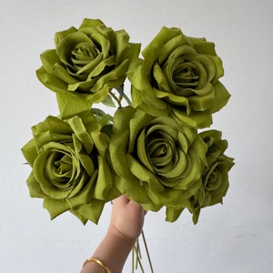 CM-DC025 Dalian Chermy Venta al Por Mayor Rosa de Seda de una Sola Cabeza de Alta Calidad Rosa Verde <span class=keywords><strong>Flor</strong></span> Artificial para Decoración de Bodas - Product Image 1