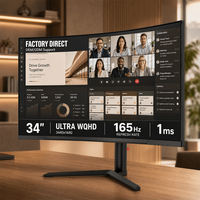 Venta al por Mayor de Monitores LCD de 34 Pulgadas, 165Hz, 1ms, 1500R, 4K UWQHD, para Monitores LCD y Monitores de PC