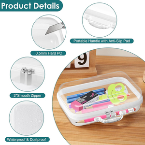 Estuche con cremallera transparente <span class=keywords><strong>de</strong></span> lado <span class=keywords><strong>duro</strong></span> para almacenamiento Estuche <span class=keywords><strong>de</strong></span> lápices con cremallera transparente <span class=keywords><strong>de</strong></span> plástico Estuche <span class=keywords><strong>DE</strong></span> ASEO Organizador <span class=keywords><strong>de</strong></span> <span class=keywords><strong>viaje</strong></span> Almacenamiento <span class=keywords><strong>de</strong></span> juguetes cosméticos - Product Image 6