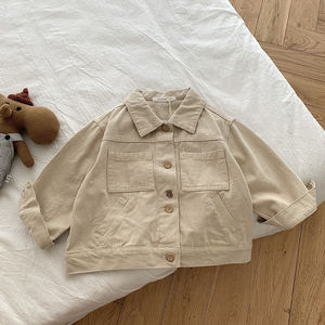Veste de printemps et d'automne pour enfants, mode coréenne pour garçons, veste de lavage pour enfants, manteau en tissu sergé de coton pour bébés - Product Image 5