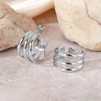 Pendientes de Aro Redondos Geométricos de Oro Hueco con Estructura en Capas, Duraderos y de Moda, Joyería para Uso Diario