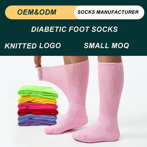 Wholesale Factory Fashion Sugar Foot Solid Bright Colors Loose Mouth <strong>Diabetes</strong> Care Knitted Logo Slouch <strong>Socks</strong> for Men and <strong>Women</strong> - Product Image 2