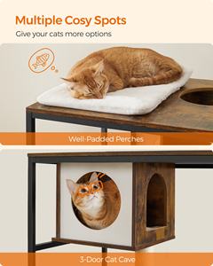 <span class=keywords><strong>Feandrea</strong></span> Vente en gros Maison pour chat 3 en 1 style bois Meuble arbre à chat Tour Condo avec poteaux à gratter et enclos pour litière - Product Image 6