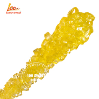 100SWEET FOOD Factory Custom Yellow Rock Candy Sugar Stick Banana Flavored Indiv Wrapped Crystal Candy